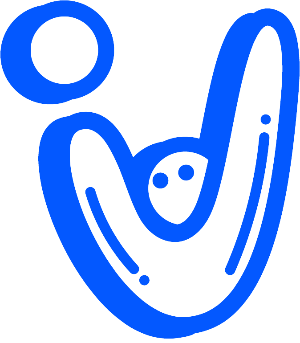 Blue icon of a person with a heart on a white background